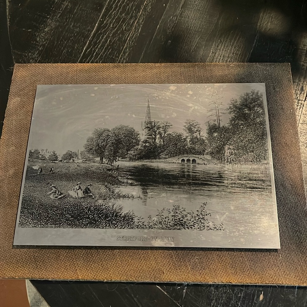 Vintage Stratford on Avon Lithograph Plate